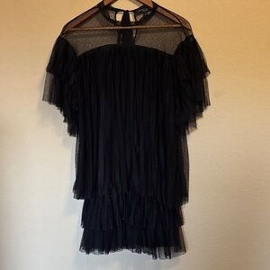 Romeo & Juliet Couture Black Ruffled Tulle Mini Dress